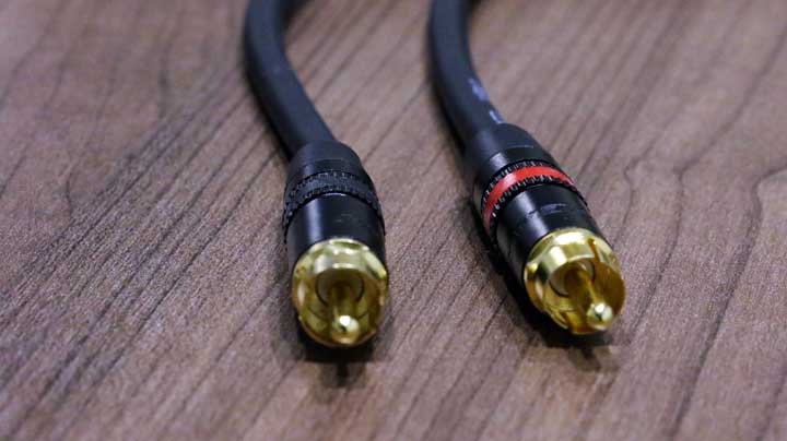 Red and black audio cables image