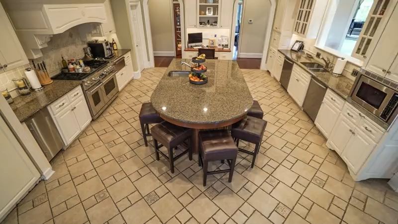 Kitchen with traditional lighting