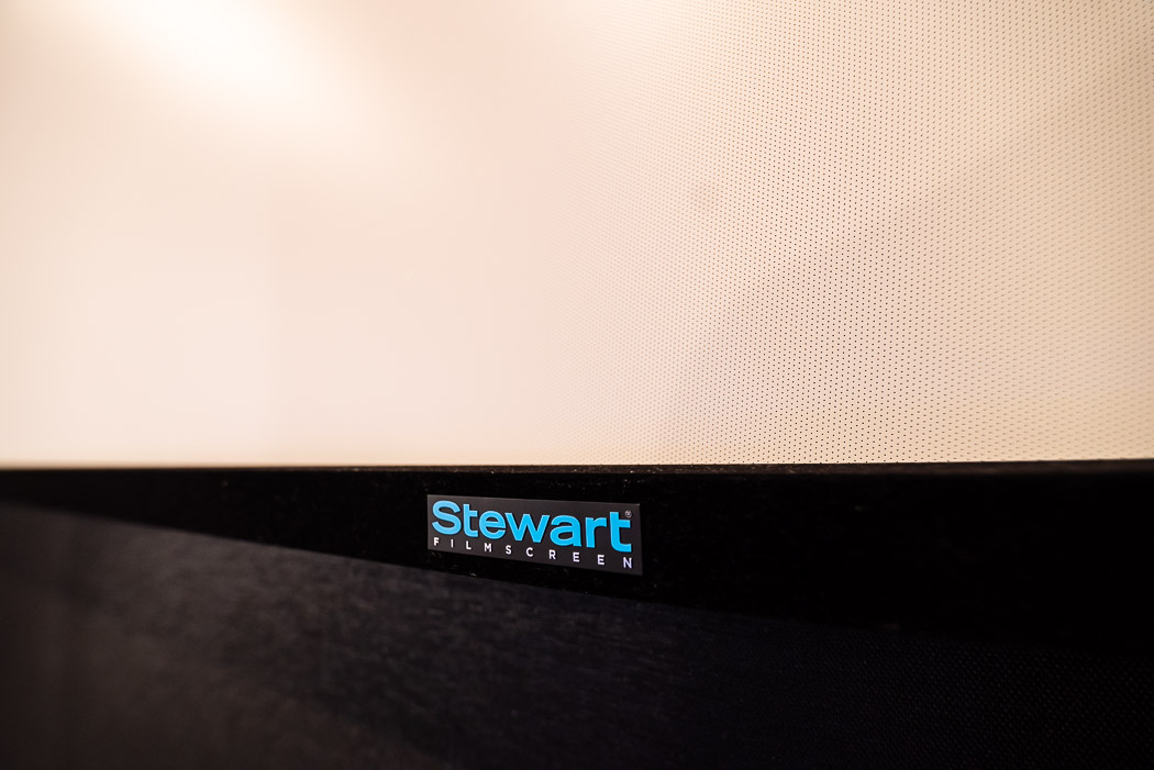 Close up of Stewart Filmscreen in 7.2.4 Home Theater