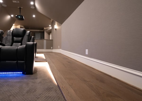 Home theater seating and platform lighting