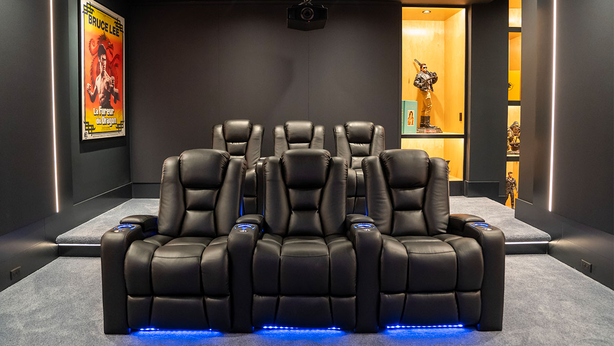 Front view of home theater seating in home theater