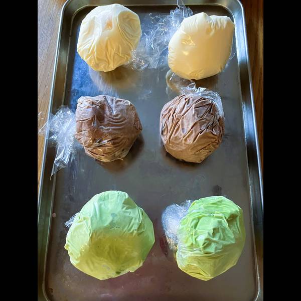 Shaped and wrapped ice cream, ready to go in the freezer