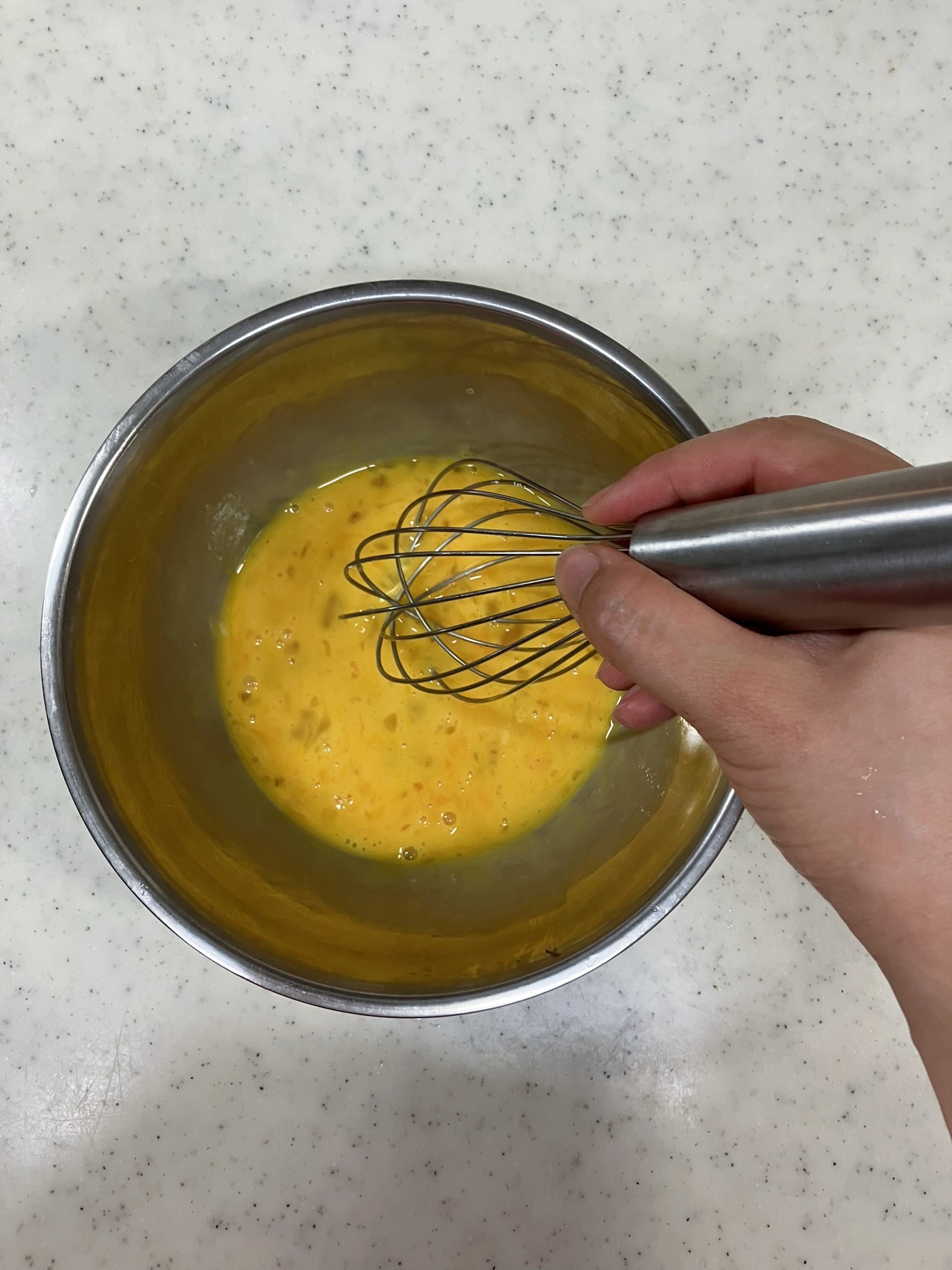 Mixing the eggs