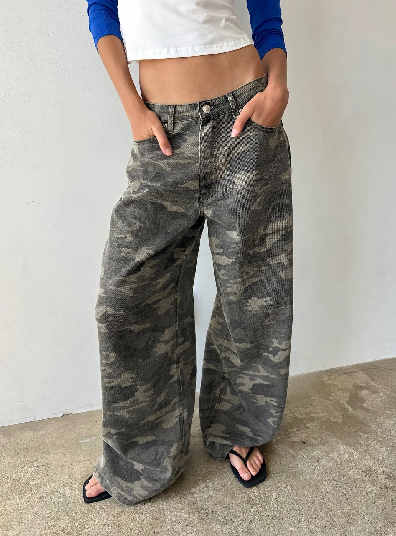 Princess Polly Back To School Outfits - Baggy Camo Jeans