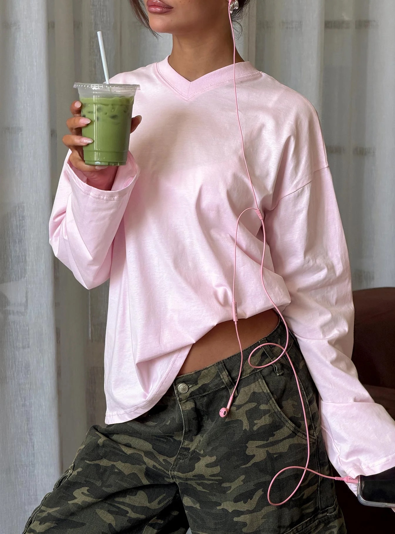 Casual Brunch Outfits - Princess Polly V Neck Long Sleeve Top
