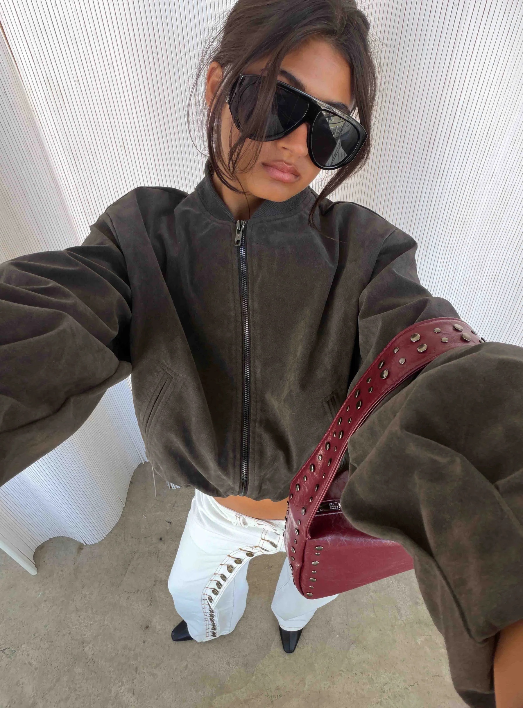 Fall Outerwear & Sweaters - Princess Polly Faux Suede Bomber Jacket