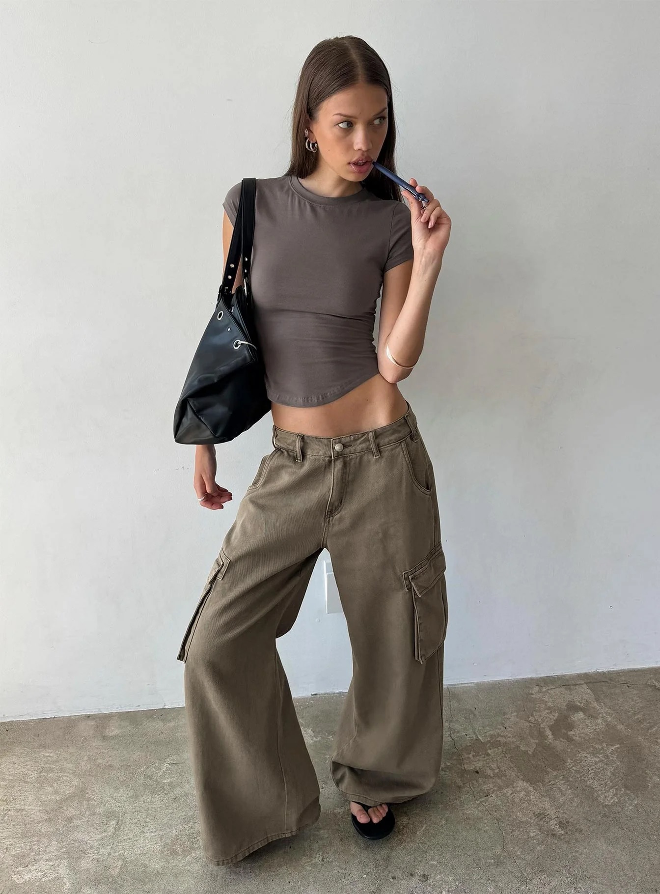 Fall Weekend Brunch & Errands - Princess Polly Khaki Cargo Pants