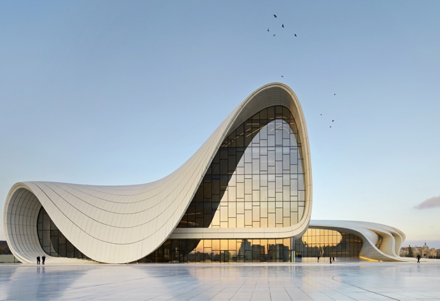 Architect Zaha Hadid's Heydar Aliyev Cultural Centre in Baku, Azerbaijan, is described by Fathanah as 'truly extraordinary,' with a silhouette that flows inside 'creating a unique experience on every turn'. Photo c/o  Heydar Aliyev Cultural Centre.
