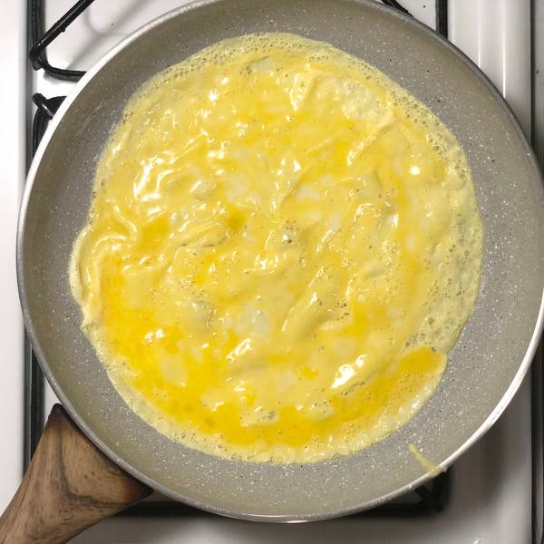 Egg mixture, almost set