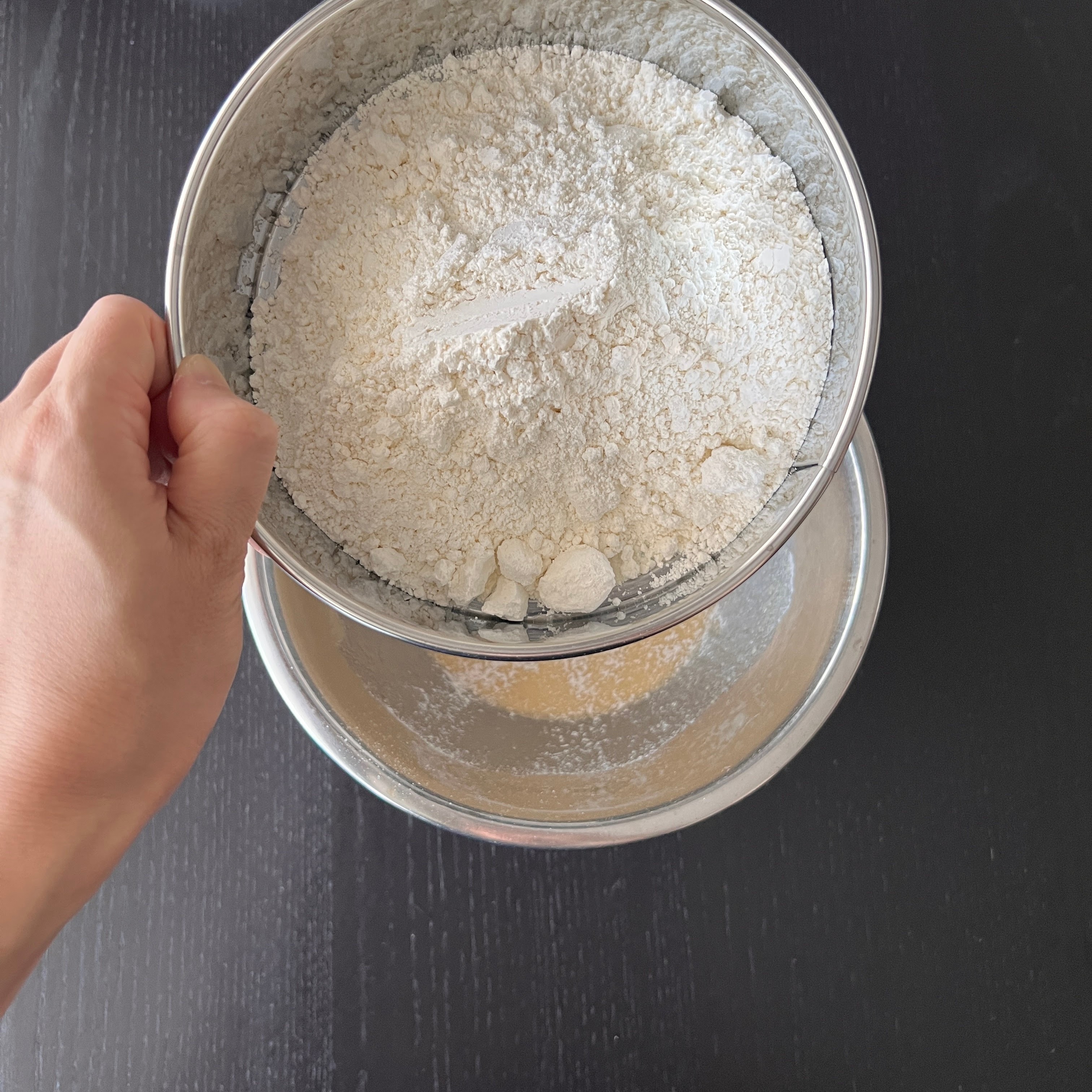 Continuing to sift the ingredients