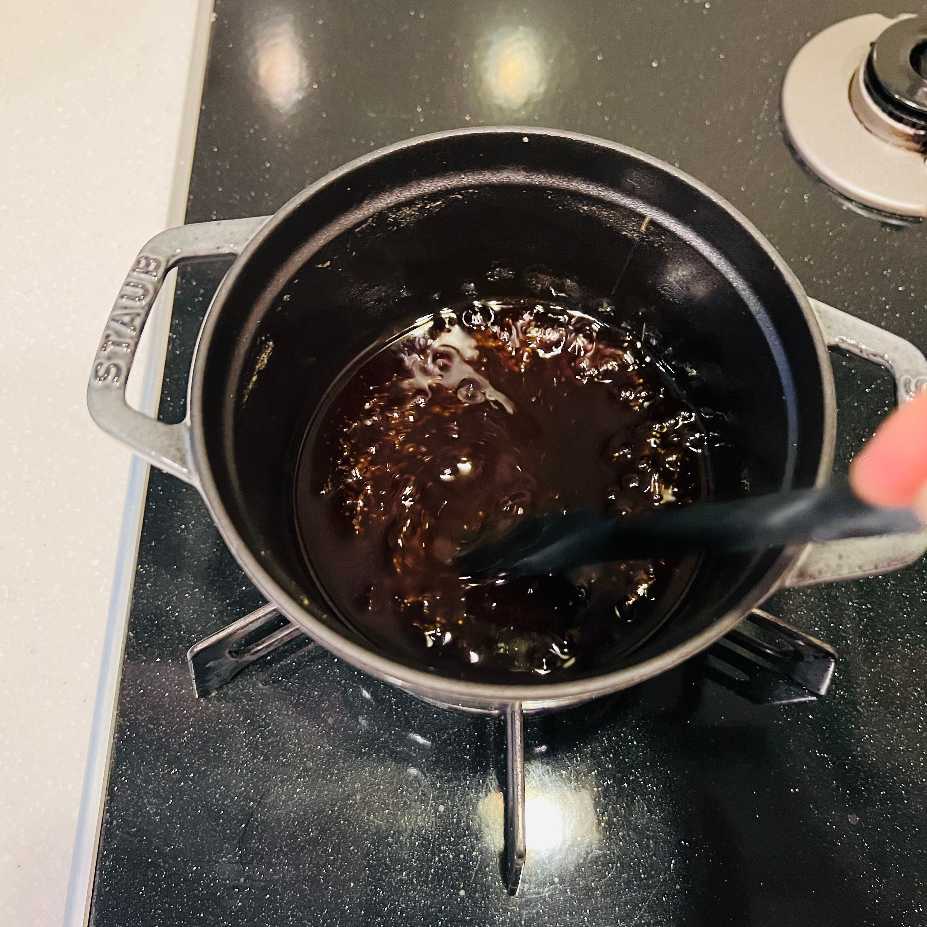 Mixing the sauce ingredients together