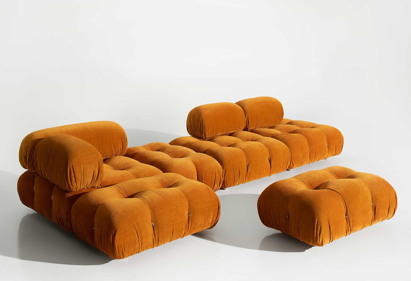 The Camaleonda sofa designed by Mario Bellini for B&B Italia in 1970 and relaunched in 2020 to allow the sofa to be dismantled, enabling all materials to have another life cycle, making the sofa's components an asset. Photo c/o B&B Italia 
