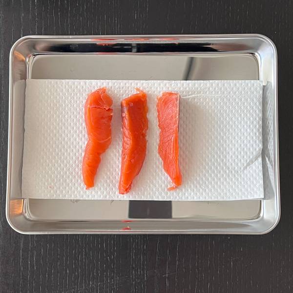 Skinned salmon pieces