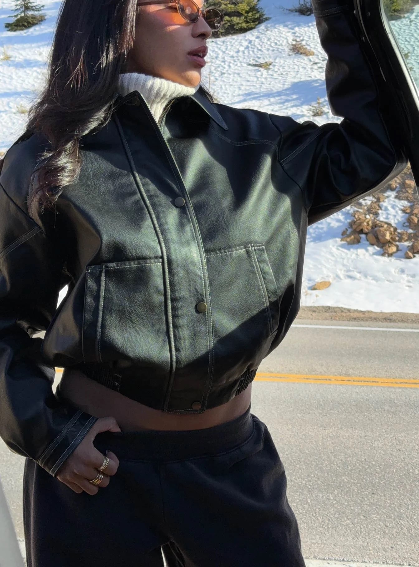 woman wearing christmas dinner outfit