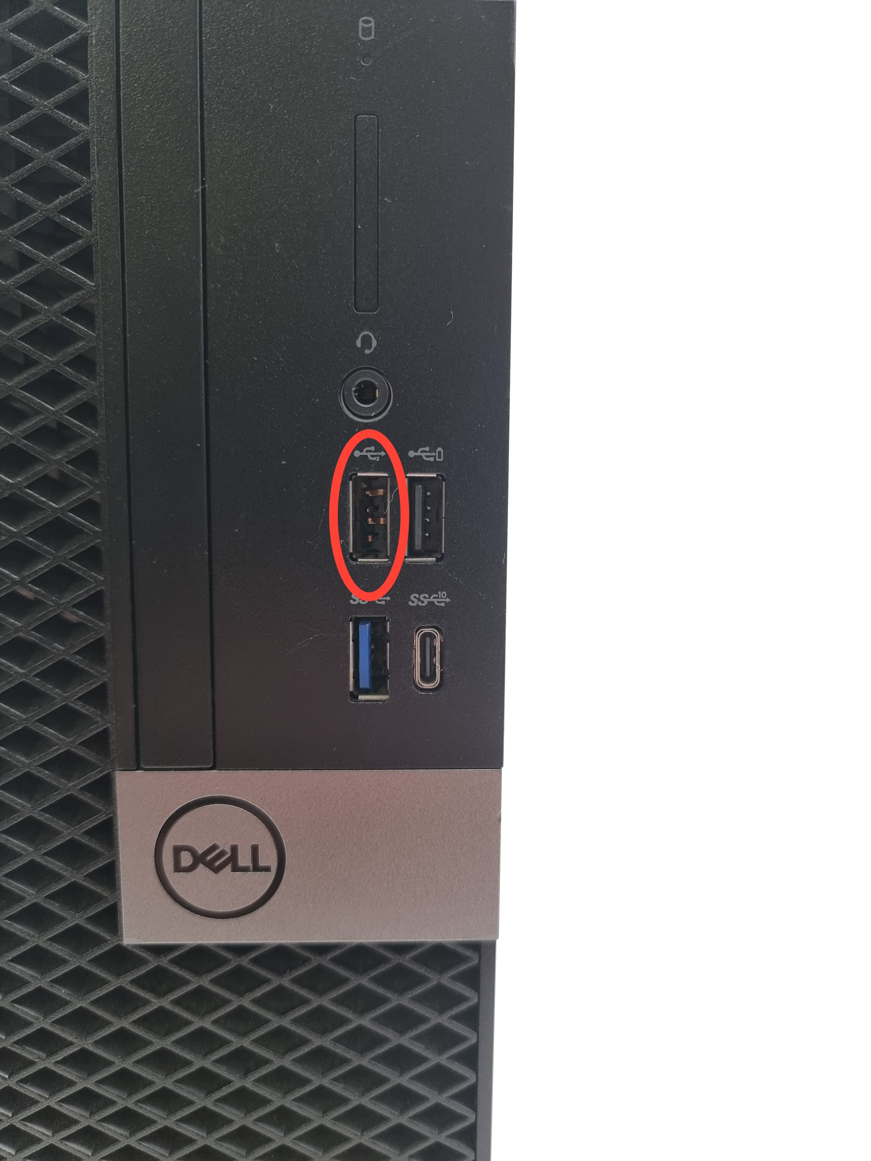 Device #1 - Damage to highlighted front USB port