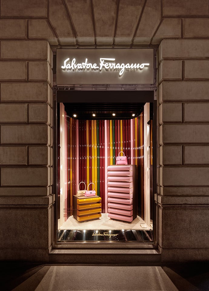 Acerbis on show at the Salvatore Ferragamo boutique in Milan. Photo c/o Space. 