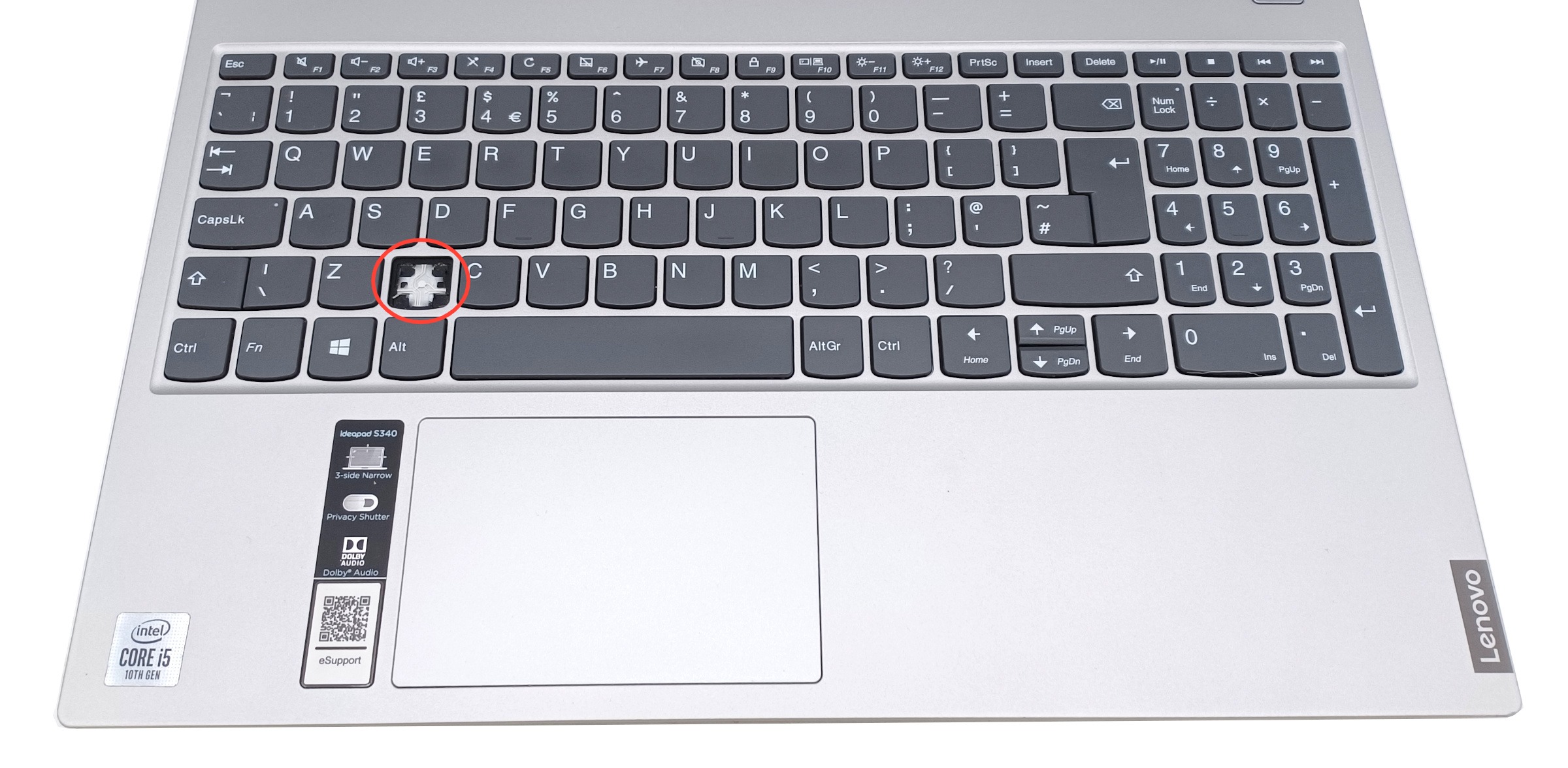 Device #1 - Broken/missing 'X' key.