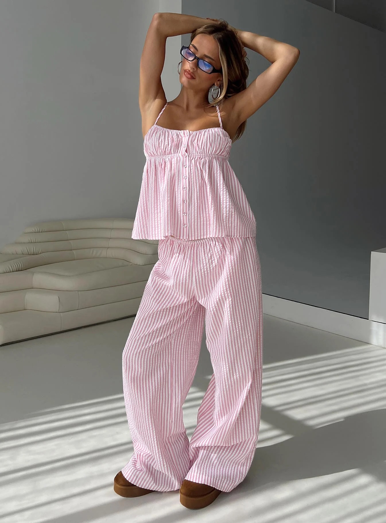 Valentine’s Day Pjs & Sweaters - Pink Stripe Set