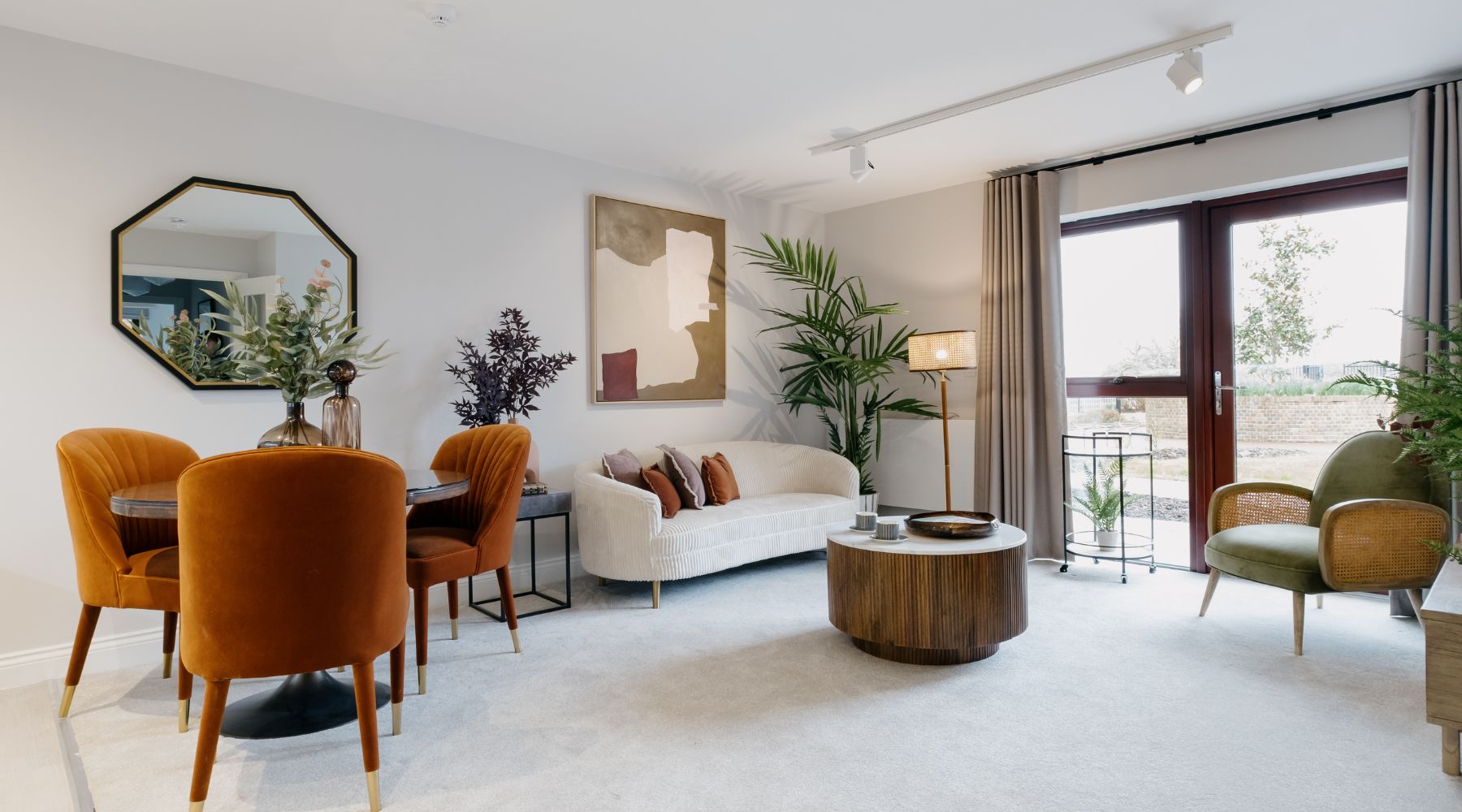 Trinity Lodge apartment open plan dining/sitting area with natural light and biophilia 