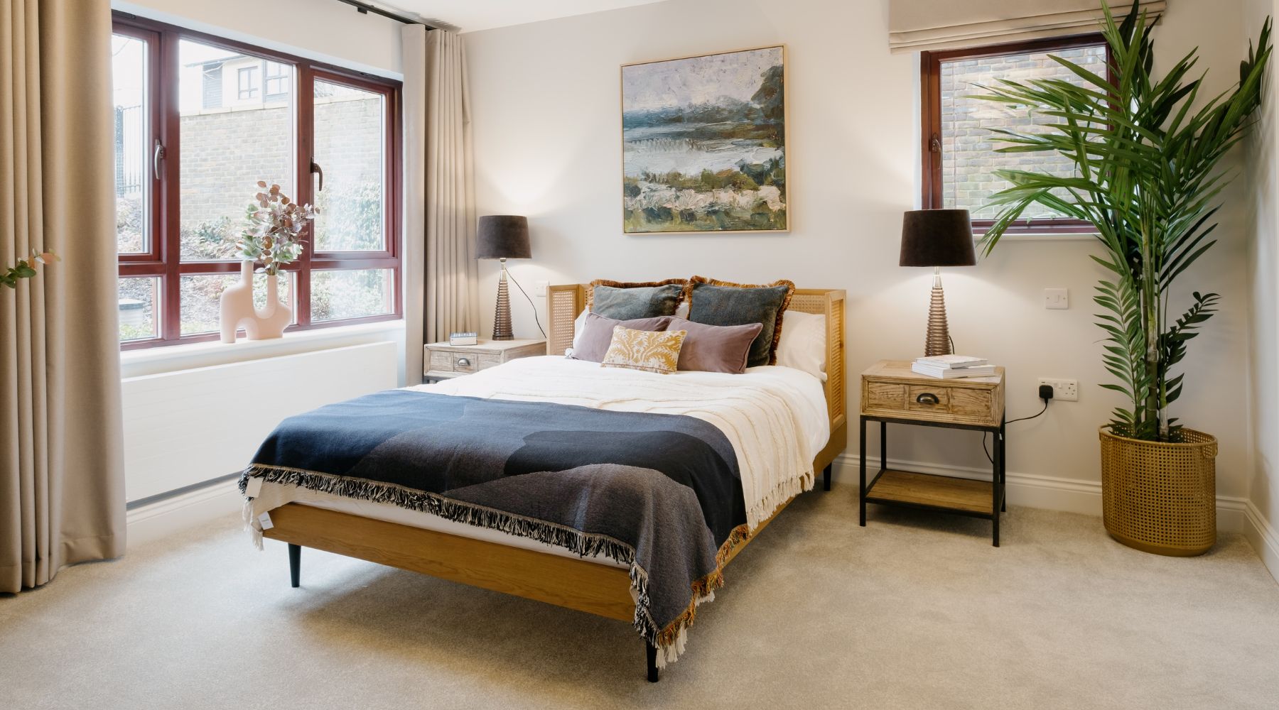 Trinity Lodge bedroom with natural light and biophilia 