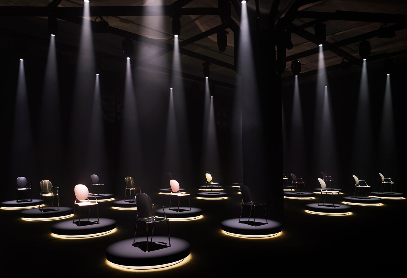 Dior’s collaboration with Philippe Starck produced the Dior Medallion Chair spotlighted inside a theatre below Milan’s Palazzo Citterio. Photo c/o Dior, photography © Adrien Dirand.