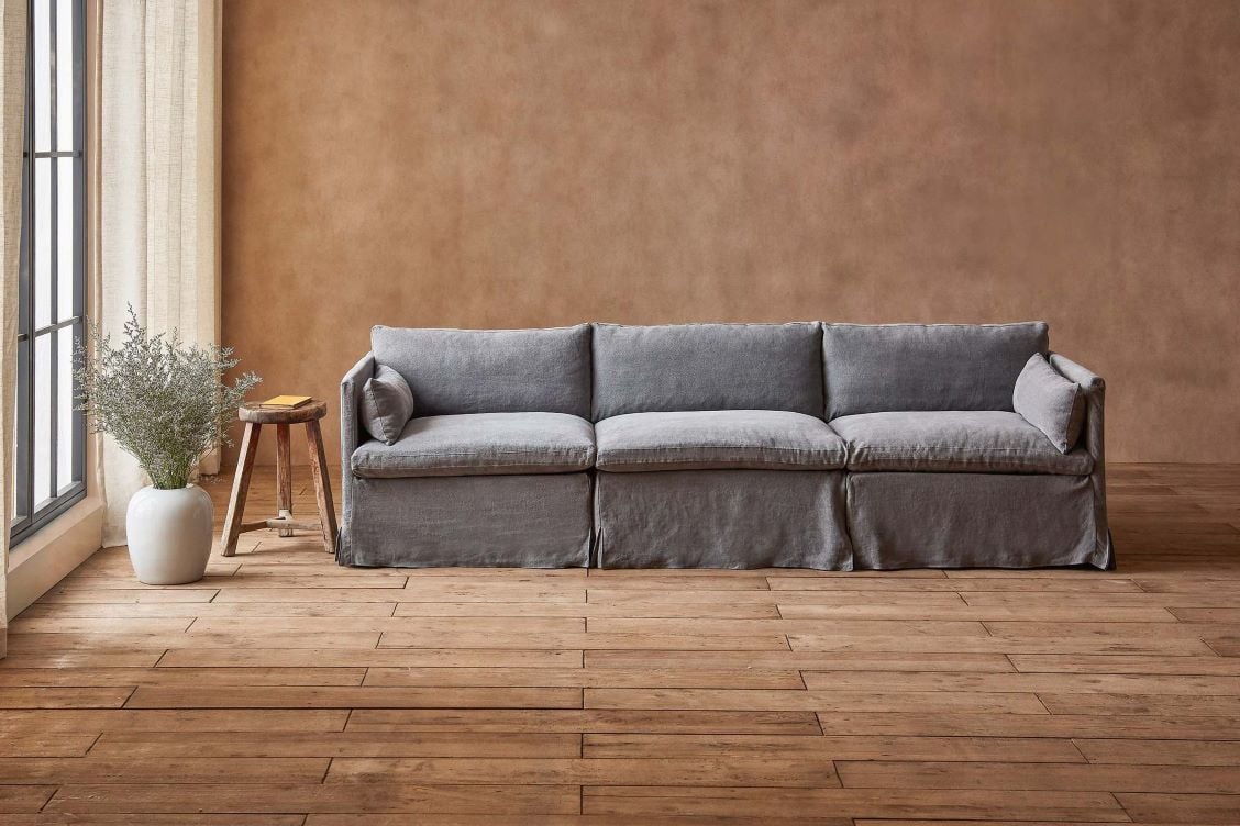 Gabriel Sectional Sofa in Light Weight Linen Ink Cap