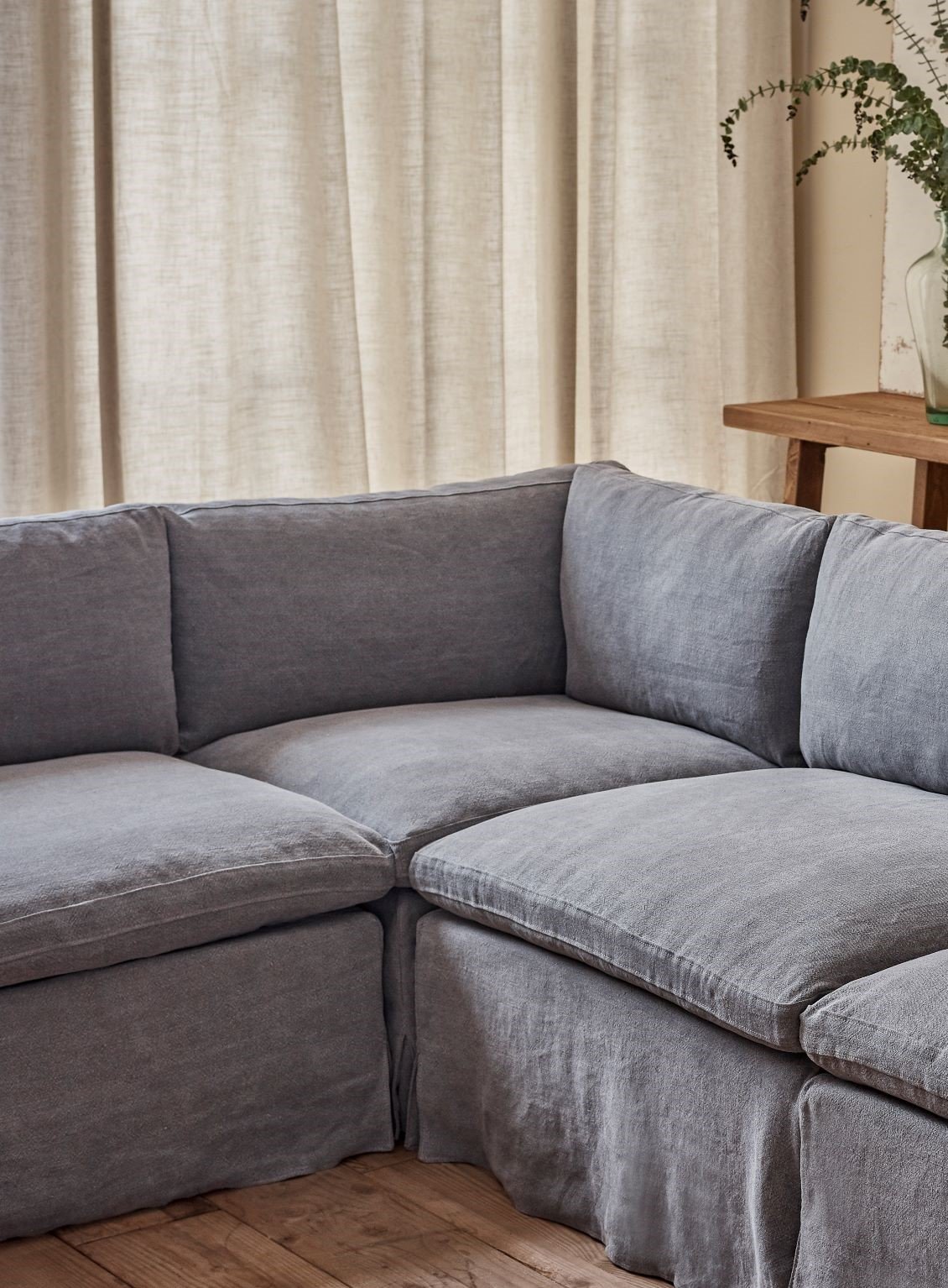 Gabriel L-Shape Sectional Sofa in Light Weight Linen Ink Cap