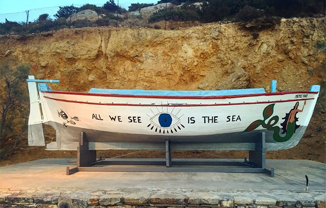 Traditionelles griechisches Schifferboot, das restauriert wurde