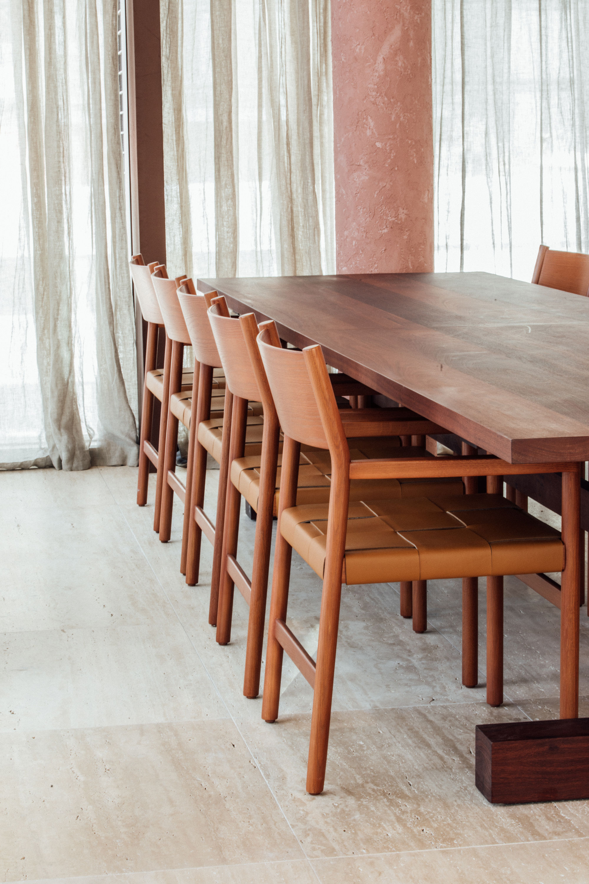 Gus Chair with Oak Base in Copper, Custom Upholstered Seat