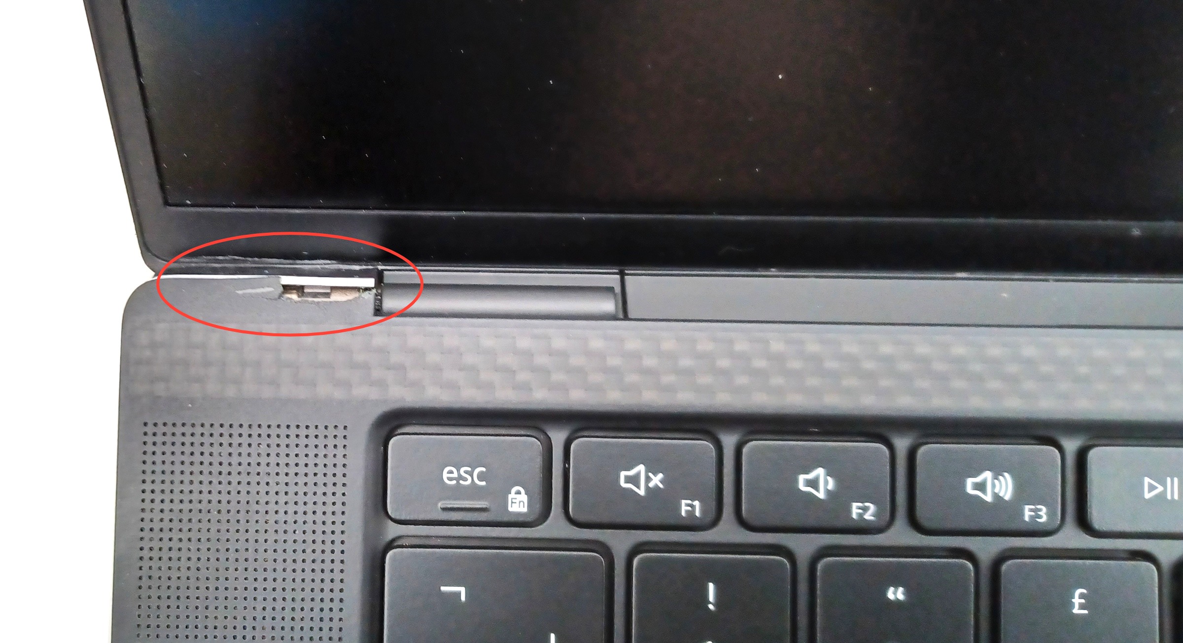 Device #1 - minor damage to palm rest