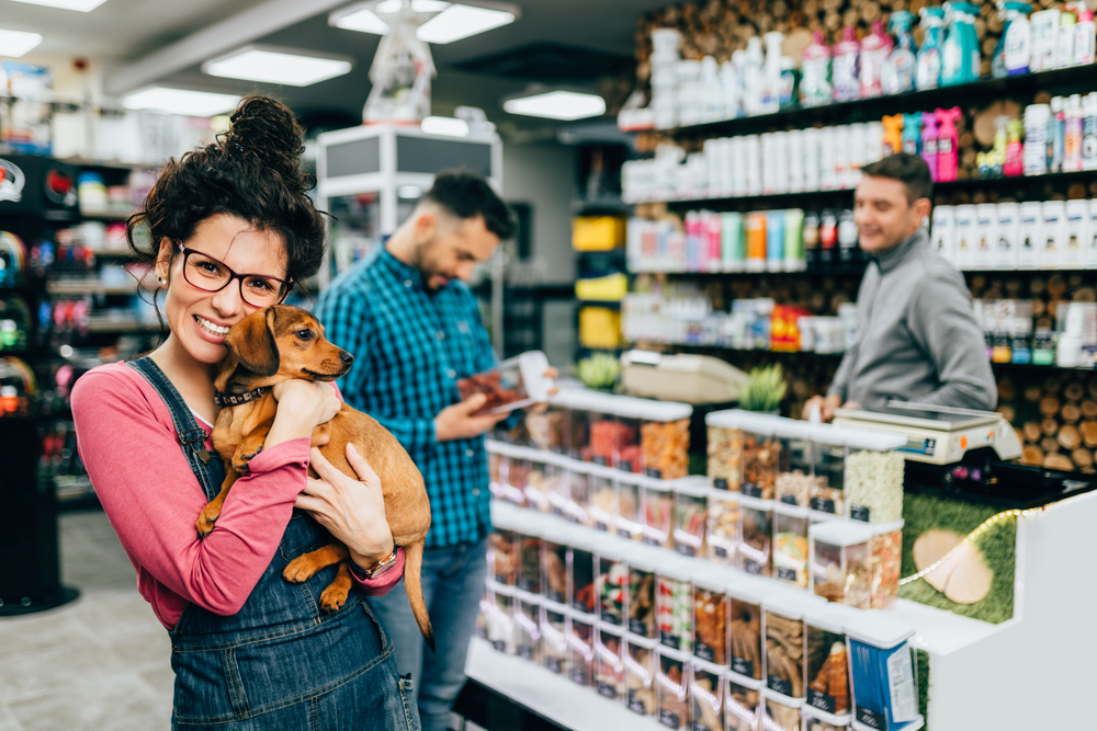 Shopping with dog sale