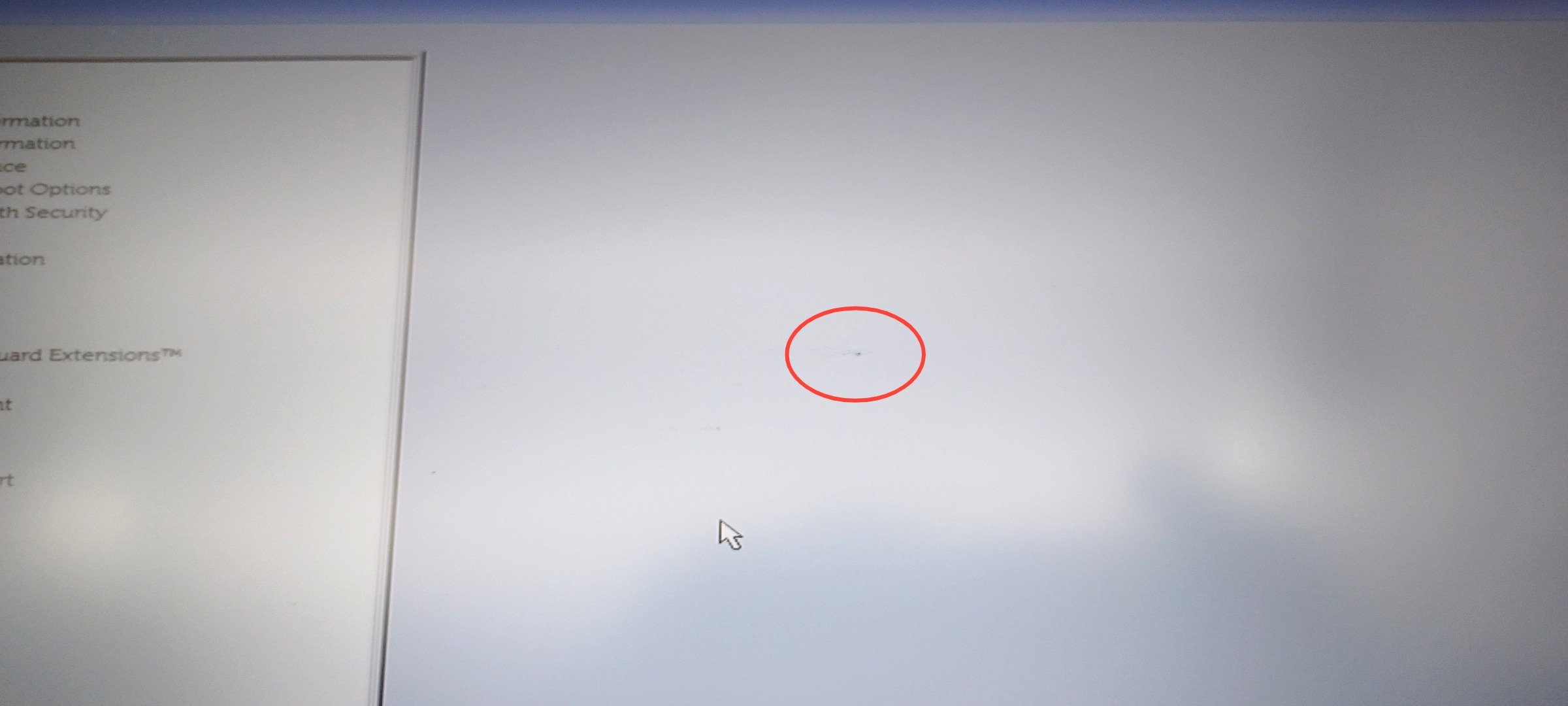 Device #1 - small scratch mark on screen