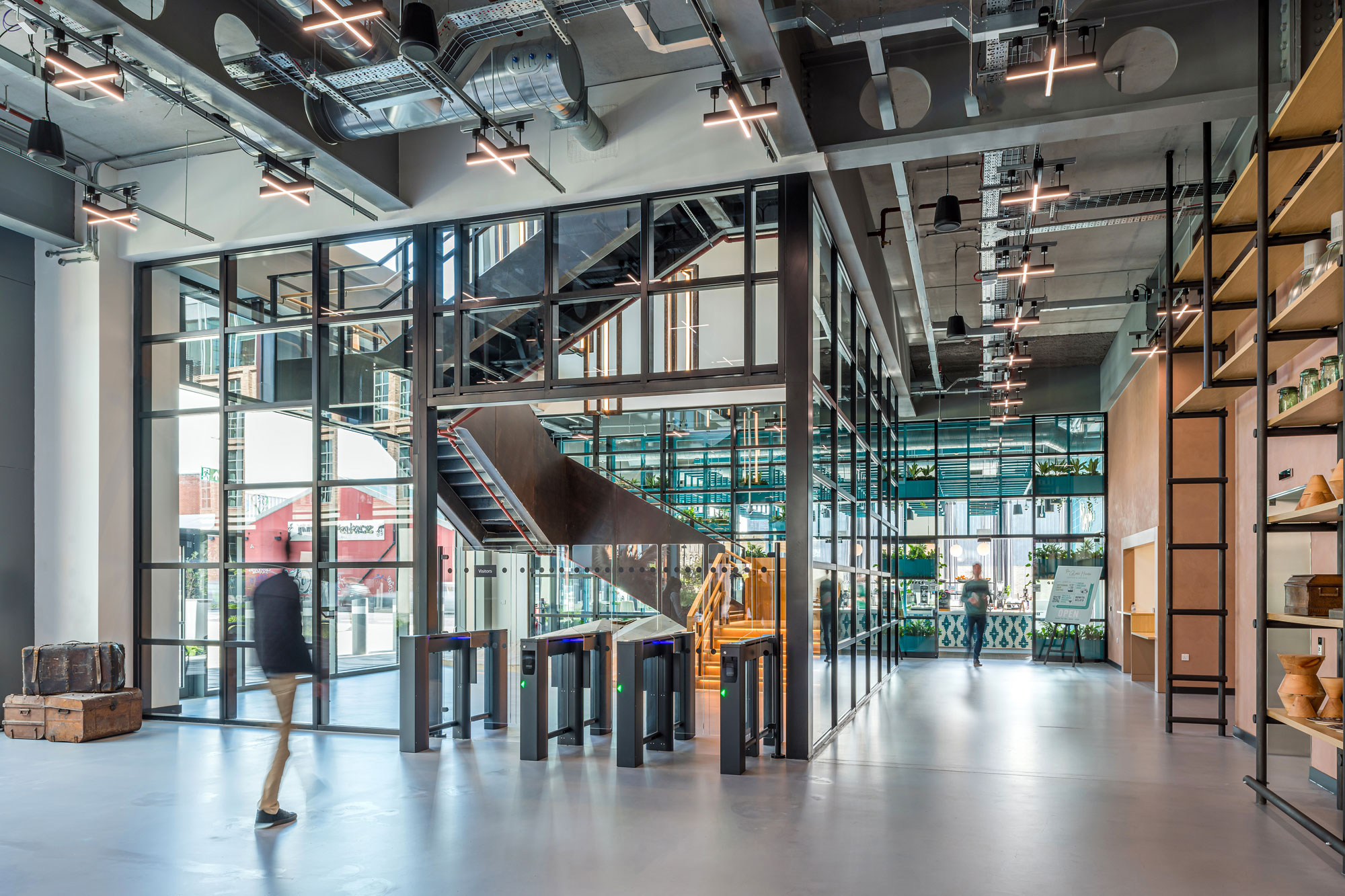 Barclays accessible entrance with widened security barriers and large windows