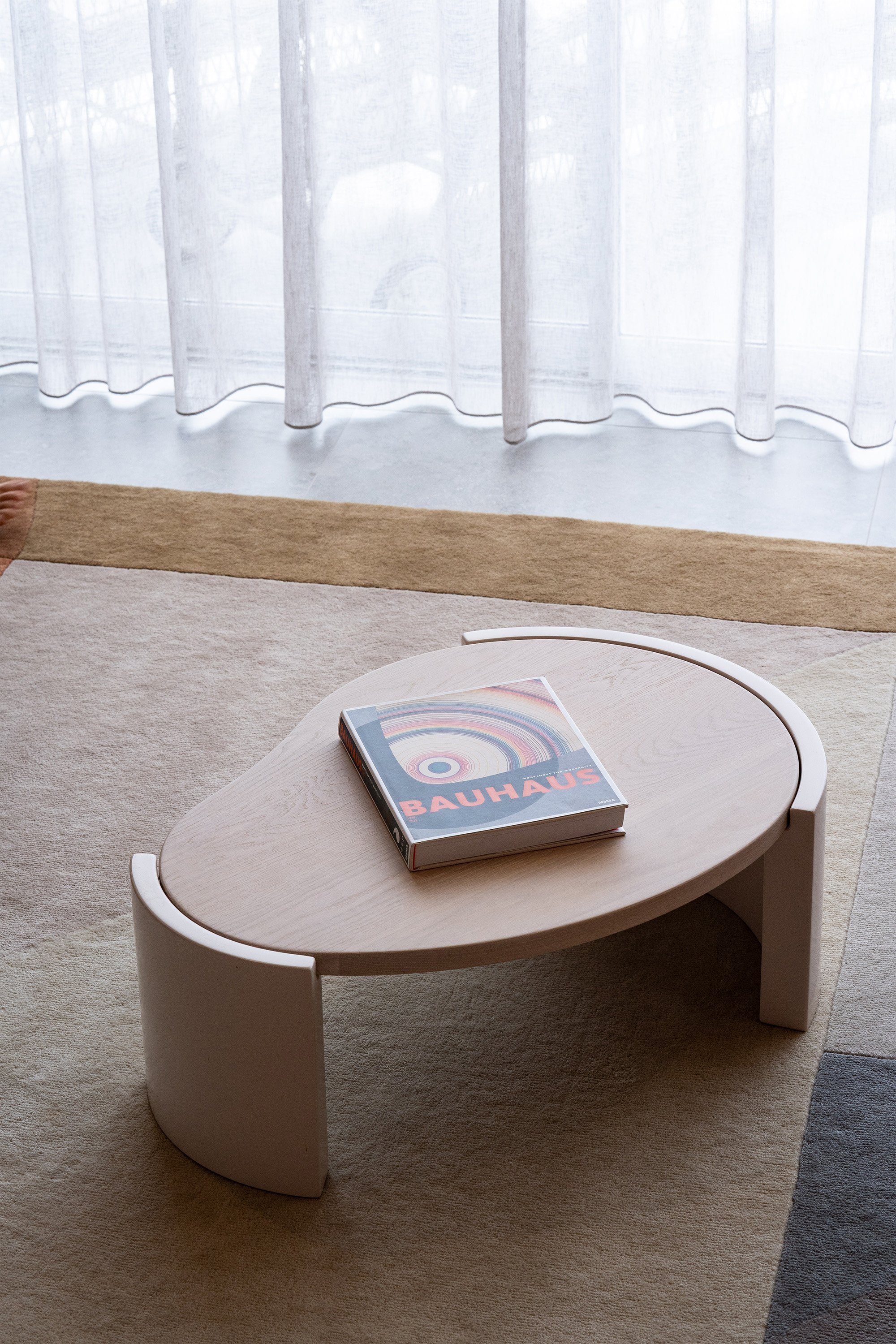 Frida Coffee Table in Solid 2pac Bud Base, Oak Ghost Top