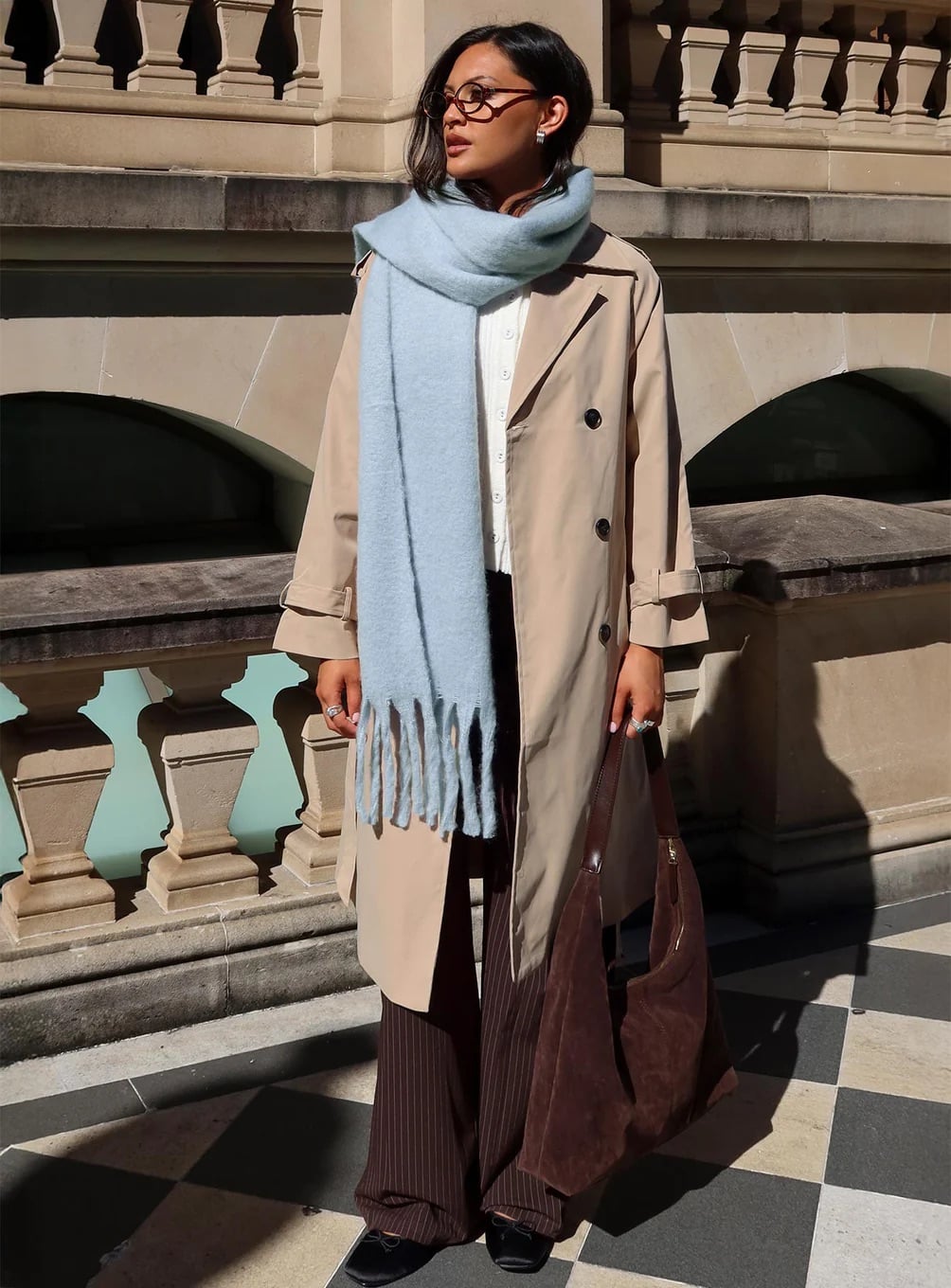 Woman wearing Princess Polly New York Winter Outfit