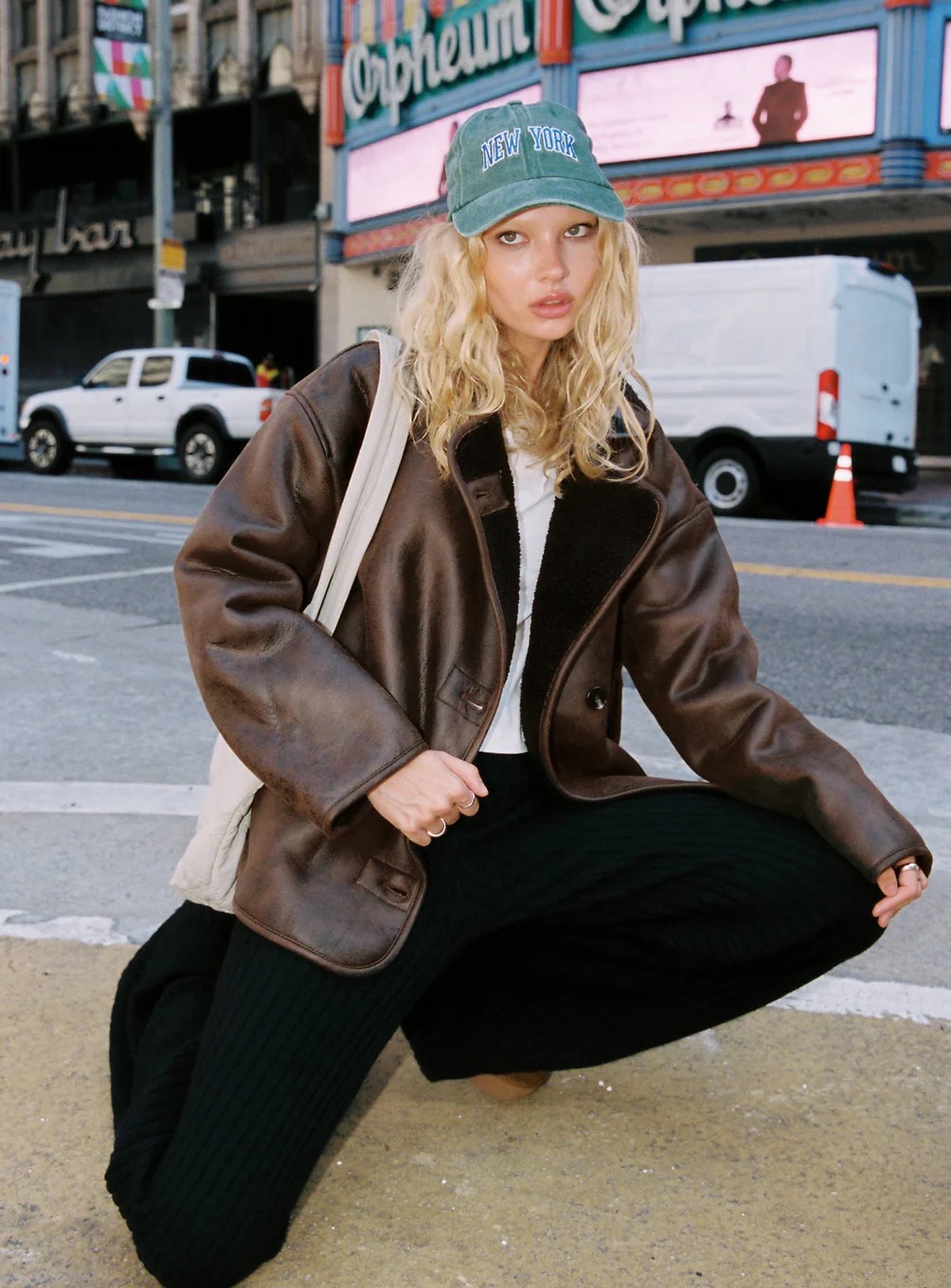 Woman wearing Princess Polly New York Winter Outfit