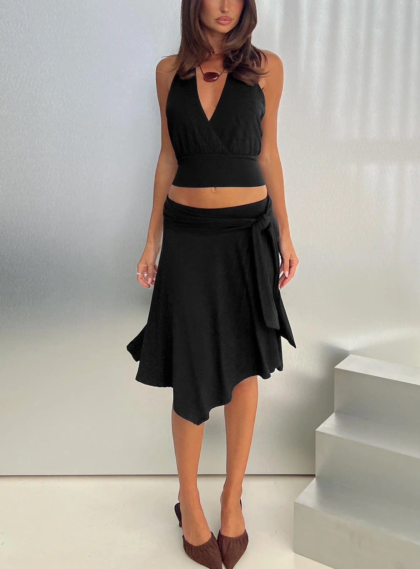 new york summer outfits - princess polly black midi skirt