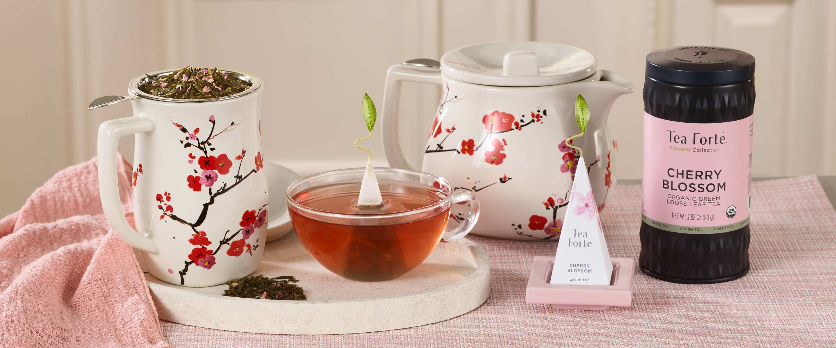 Sakura Teaware collection with cherry blossom tea