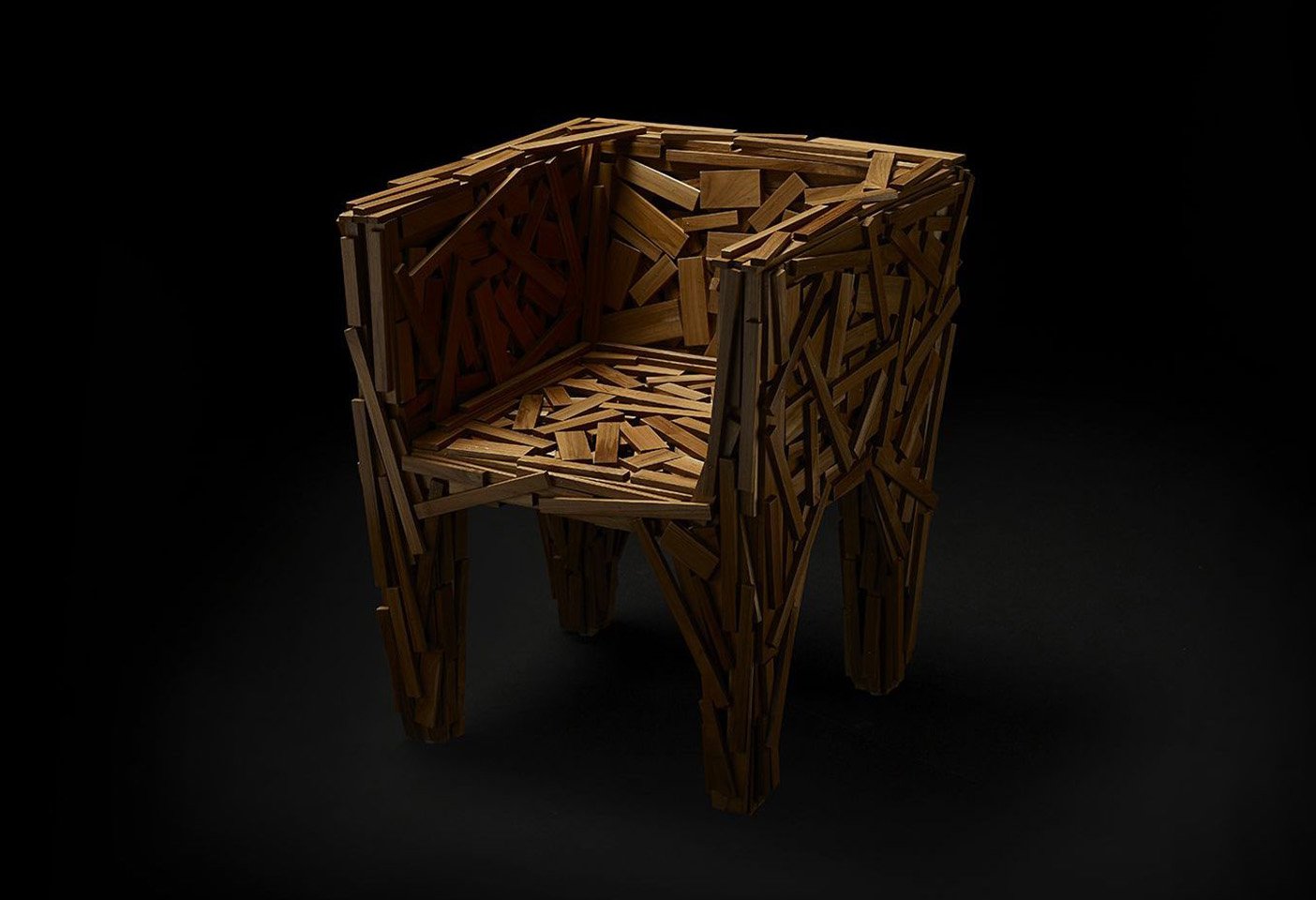 The Favela chair by Fernando and Humberto Campana now made by Edra, was originally conceived as a way of using up scraps of waste timber. Photo c/o Edra. 