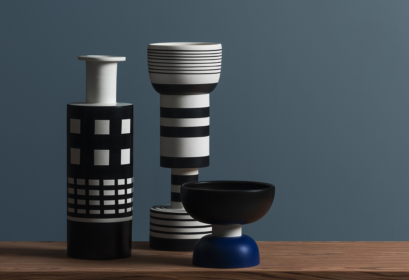 The bold and graphic Bitossi vases by Ettore Sottsass. Photo c/o Bitossi. 