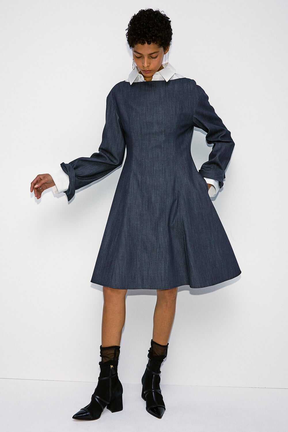 eam dresses winter Velvet Accent Winter Dress Ivory / Large