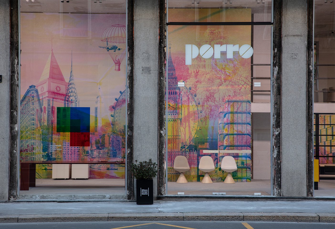 The Porro showroom in flux, with an installation designed by Piero Lissoni and featuring work by the iconic Italian designer Bruno Munari. Photo c/o Porro.
