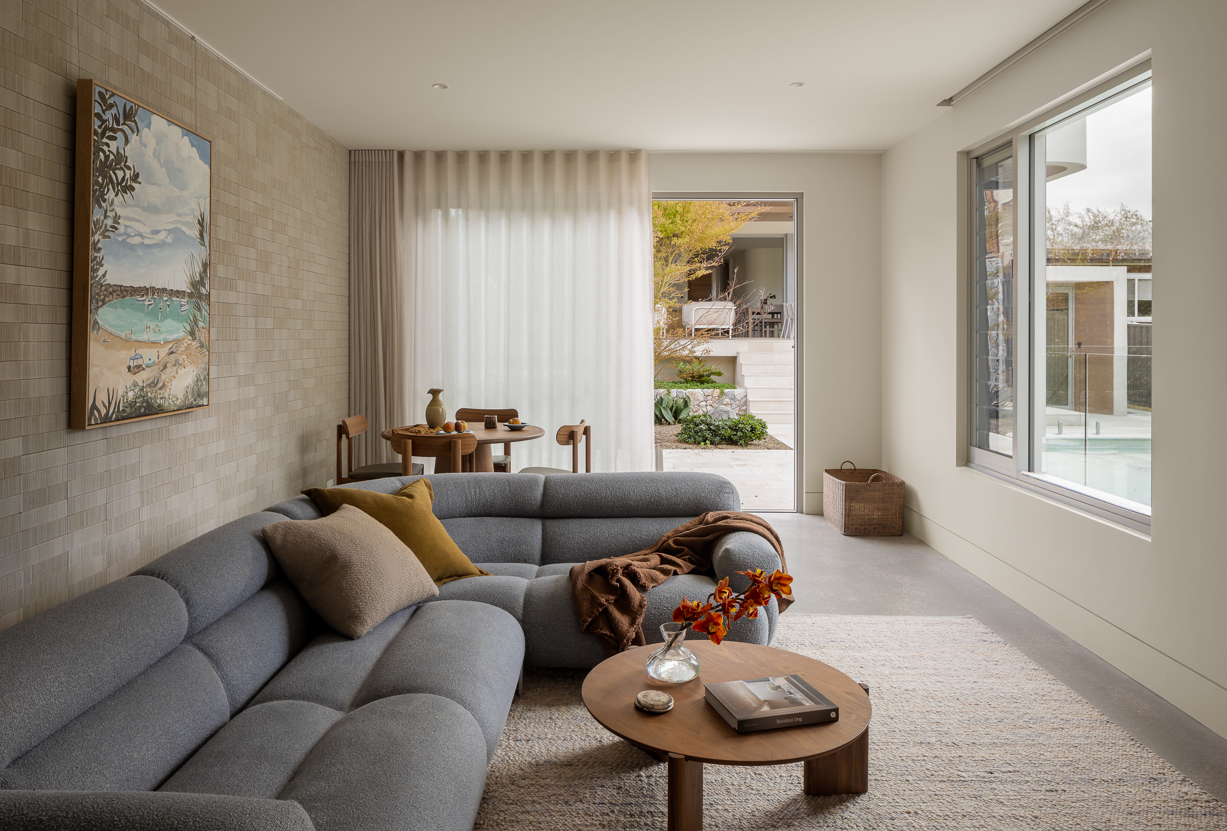 Valley Modular Sofa Sassafras Ocean Oak Ash, Otis Coffee Table Walnut Natural