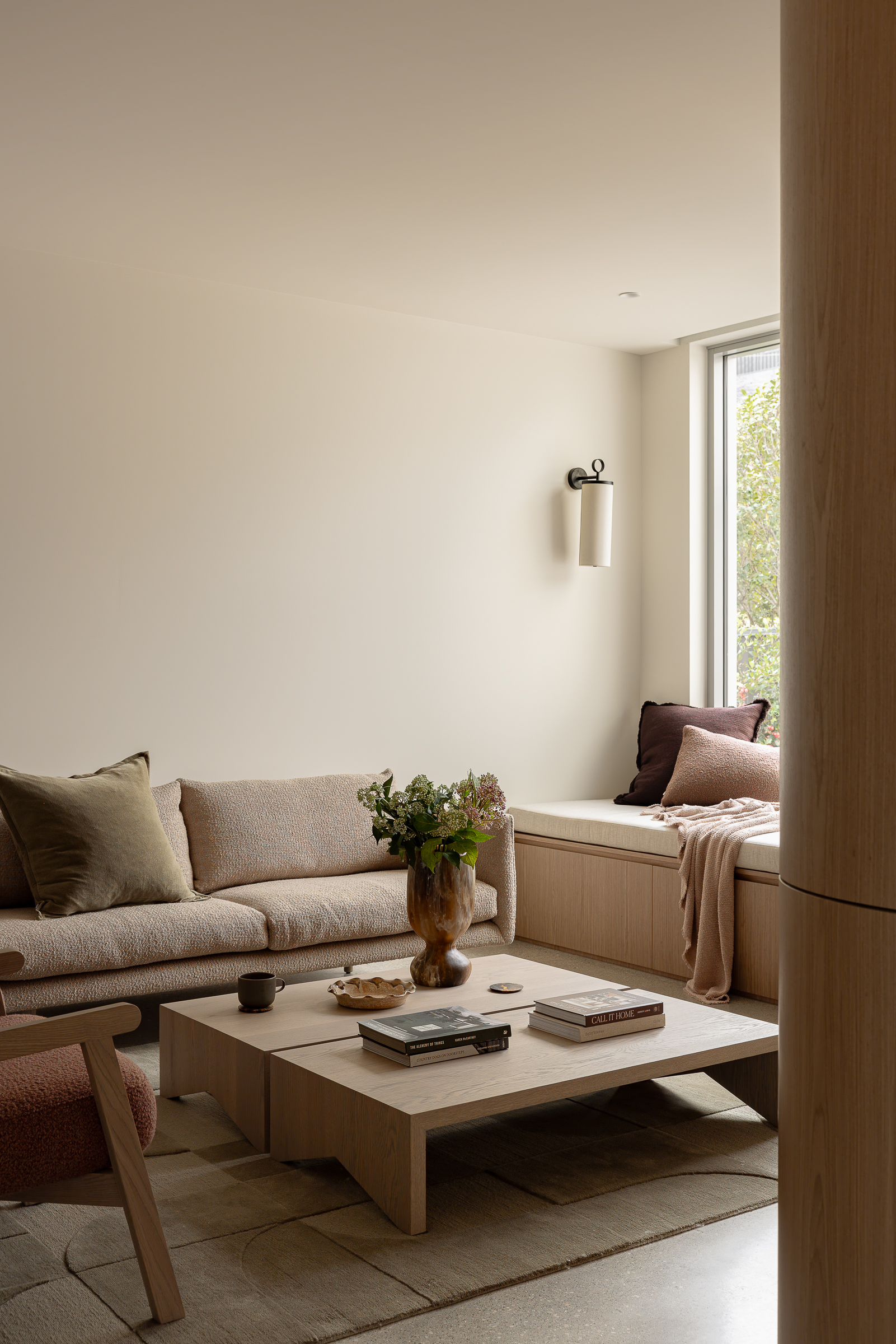 Nook Sofa Bowie Dune Timber Ash, Memphis Coffee Table Oak Ash
