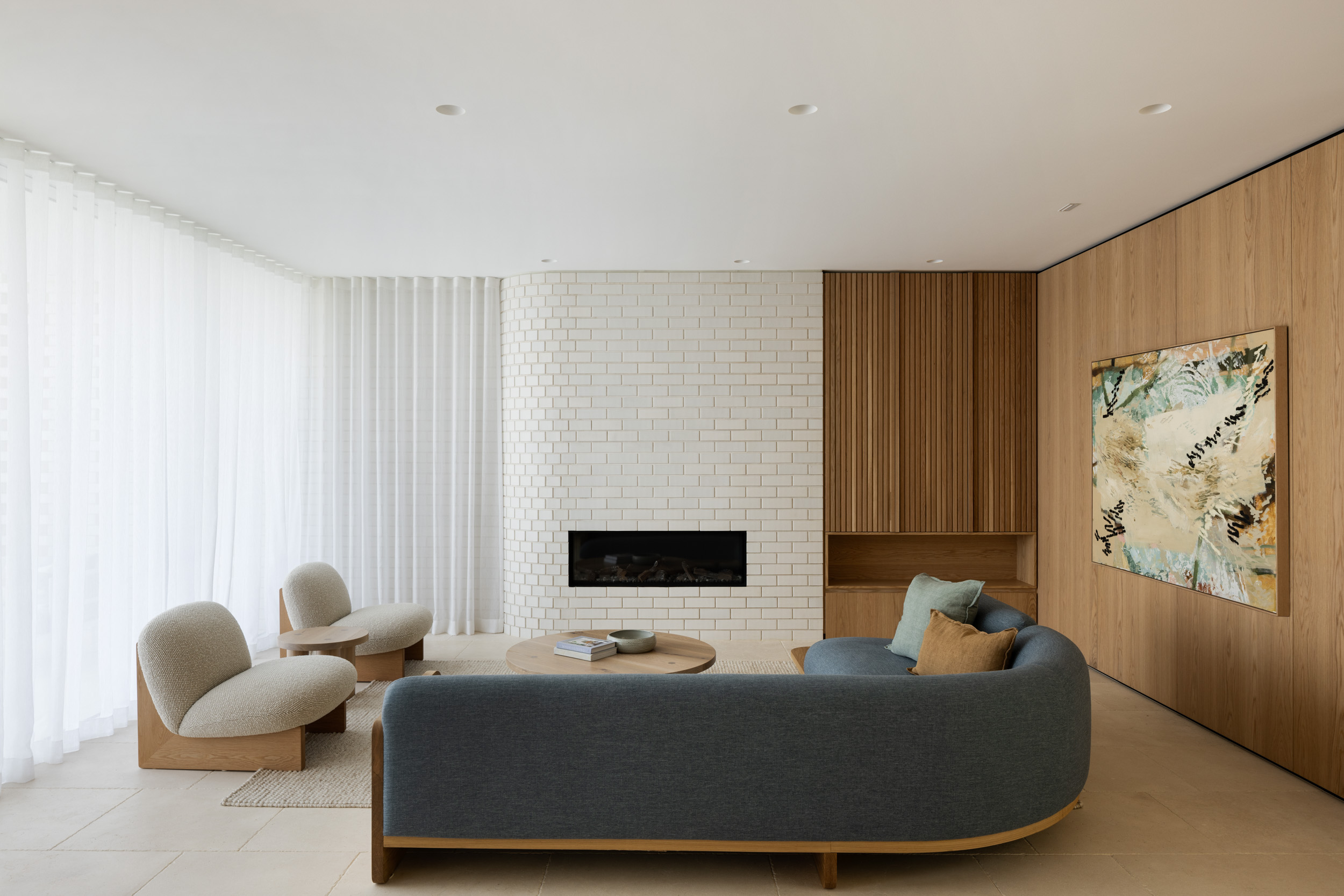 Ziggy Armchair Willa Ivory, Marlo Sofa Oak Raw Matilda Linen Paperbark