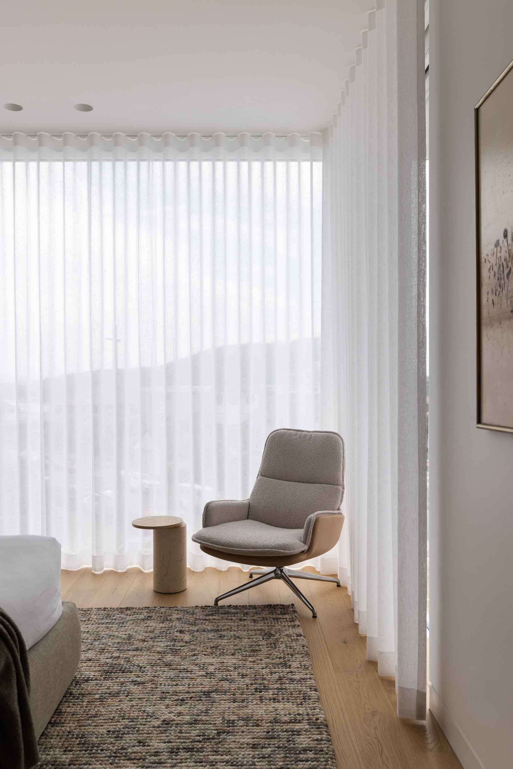 Banjo Armchair Bowie Linen Greyson Leather Bud