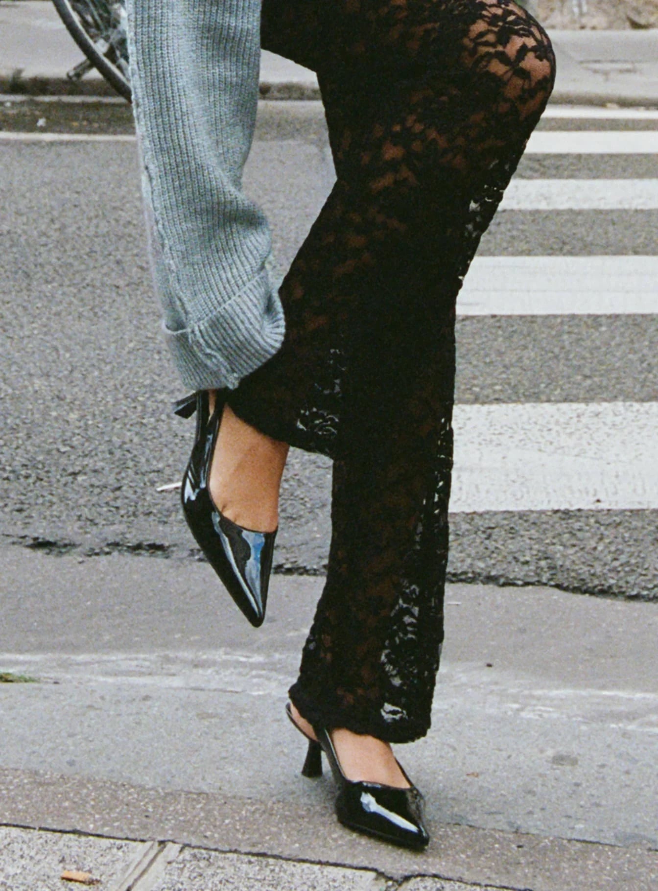 woman wearing princess polly pointed toe heels for fall date night