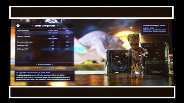 Wide screen with black bars