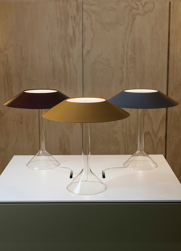 The new Chapeaux table lamp designed by Rodolfo Dordoni for Foscarini and launched in Milan this year. Photo c/o Foscarini.