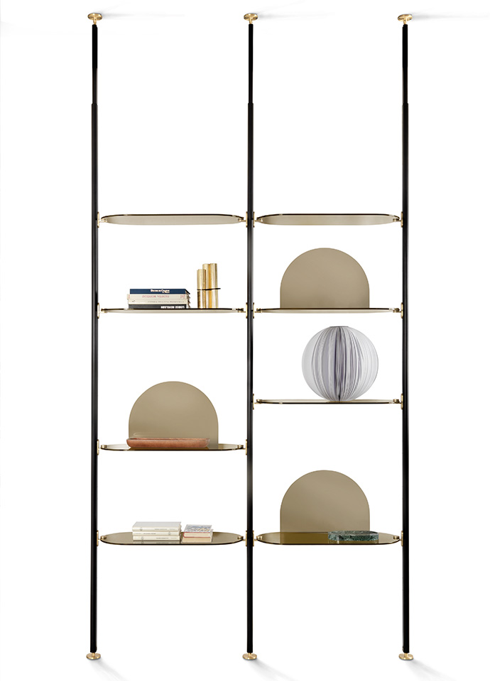 Alba shelving system, here and following, by Ellen Bernhardt and Paola Vella for Arflex. Photo c/o Arflex.
